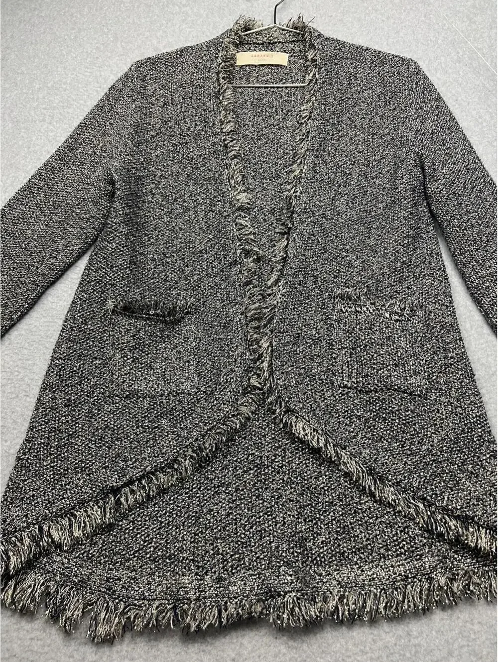 Zara Knit Womens Metallic Distressed Open Front Cardigan Sweater M Chic - Picture 3 of 10